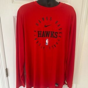 Nike Dri-Fit Red Atlanta Hawks Long Sleeve Shirt